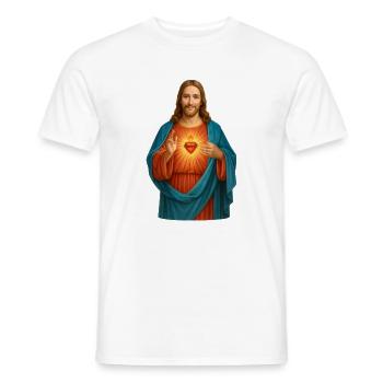 Emblème de Jésus avec lumière du cœur - T-shirt homme - blanc - Devant - AI Model Male 178 dark (178cm)