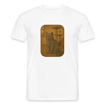 Vintage Cat Plaque Illustration - Men's T-Shirt - white - Front - AI Model Male 178 dark (178cm)