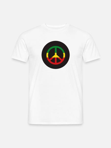 Reggae-Peace-Zeichen in den Farben Äthiopiens - Männer T-Shirt - Weiß