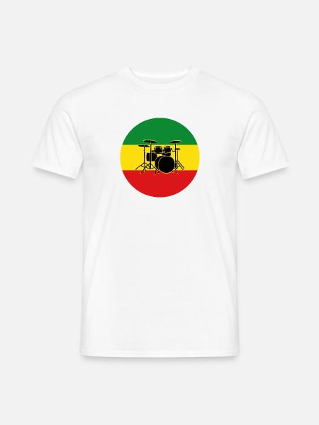 Reggae-Trommeln Silhouette - Männer T-Shirt - Weiß