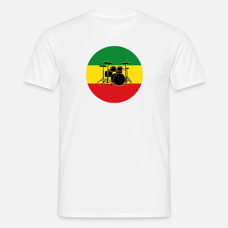 Reggae-Trommeln Silhouette - Männer T-Shirt - Weiß