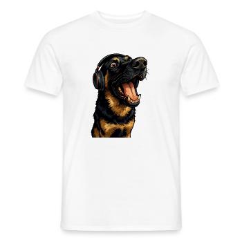 Headphone Rottweiler Portrait - Men's T-Shirt - white - Front - AI Model Male 178 dark (178cm)