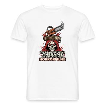 Horror Movies Skull and Saw - Men's T-Shirt - white - Front - AI Model Male 178 dark (178cm)