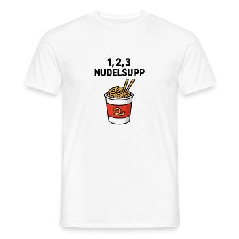 1-2-3_Nudelsupp - T-shirt homme - blanc - Devant - AI Model Male 178 dark (178cm)
