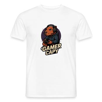 Gamer Capy – Cute Capybara Gamer 🎮
 - Männer T-Shirt - Weiß - Vorne - AI Model Male 178 dark (178cm)