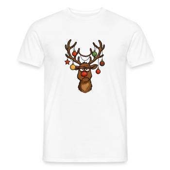 Hirsch Rudolph Frohe Weihnachten - Männer T-Shirt - Weiß - Vorne - AI Model Male 178 dark (178cm)