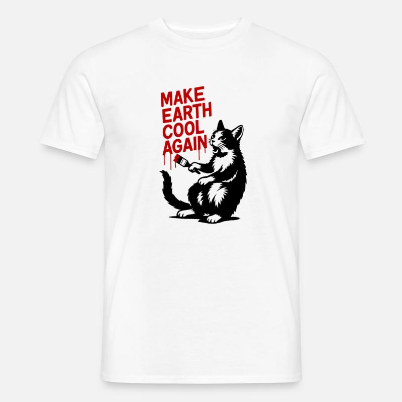 Make Earth Cool Again Wolf Print - Männer T-Shirt - Weiß