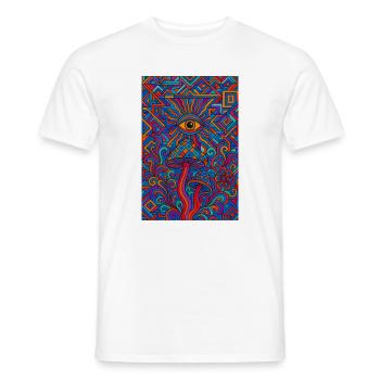 Psychedelic Eye and Mushrooms - T-shirt homme - blanc - Devant - AI Model Male 178 dark (178cm)