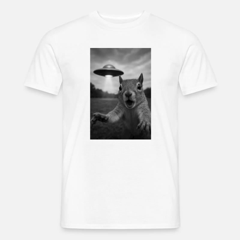 UFO Eichhörnchen Begegnung - Männer T-Shirt - Weiß