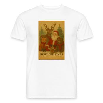 Vintage Christmas with Animal Friends - Men's T-Shirt - white - Front - AI Model Male 178 dark (178cm)
