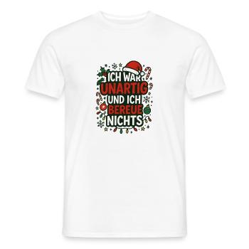 Naughty and I don't regret anything – Christmas saying - Men's T-Shirt - white - Front - AI Model Male 178 dark (178cm)
