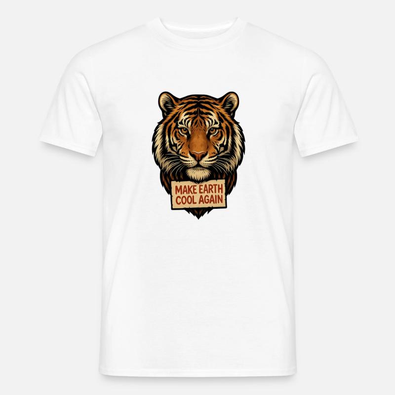 Tigerkopf Make Earth Cool Again - Männer T-Shirt - Weiß