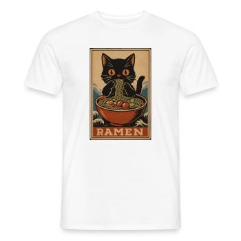Ramen-Katzen-Retro-Poster, Love Cats - Männer T-Shirt - Weiß - Vorne - AI Model Male 178 dark (178cm)