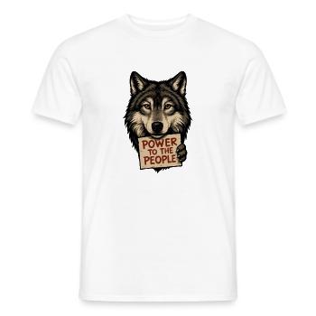 Wolfsymbol: Kraft dem Volk - Männer T-Shirt - Weiß - Vorne - AI Model Male 178 dark (178cm)