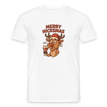 Merry Hicksma's Reindeer with Wine - Men's T-Shirt - white - Front - AI Model Male 178 dark (178cm)