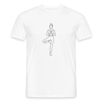 Yoga silhouette in lotus step - Men's T-Shirt - white - Front - AI Model Male 178 dark (178cm)