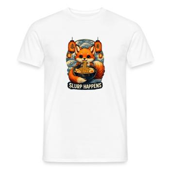 Le slurp de Fox Ramen arrive - T-shirt homme - blanc - Devant - AI Model Male 178 dark (178cm)