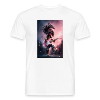 Poupée de pierre à dreadlocks avec guitare rose - T-shirt homme - blanc - Devant - AI Model Male 178 dark (178cm)