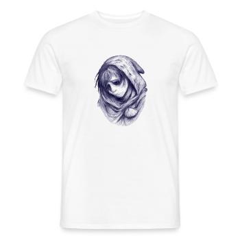 Blaue Hülle: Gesichtslose Figur - Men's T-Shirt - white - Front - AI Model Male 178 dark (178cm)