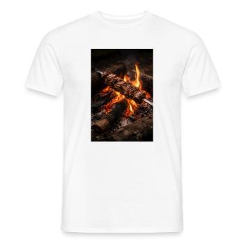 Flammen Spieß am Lagerfeuer - Männer T-Shirt - Weiß - Vorne - AI Model Male 178 dark (178cm)