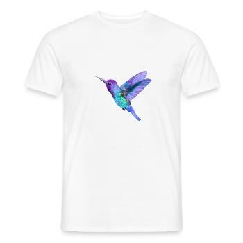 Nordic Print - Kolibri - Purple - Men's T-Shirt - white - Front - AI Model Male 178 dark (178cm)