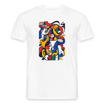 Colorful Lines Mosaic Abstract Artwork Motif - Men's T-Shirt - white - Front - AI Model Male 178 dark (178cm)