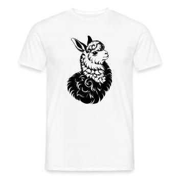 T-shirt tête de lama – Imprimé animal vintage noir - T-shirt homme - blanc - Devant - AI Model Male 178 dark (178cm)