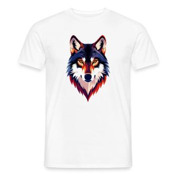 Farbiger Wolfkopf Wolfsblick Wolf Kopf Motiv - Männer T-Shirt - Weiß - Vorne - AI Model Male 178 dark (178cm)