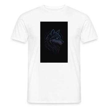 Schwarzer Wolf neonblau - Männer T-Shirt - Weiß - Vorne - AI Model Male 178 dark (178cm)