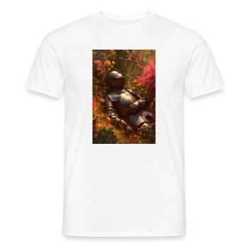 Knight in Floral Garden - Men's T-Shirt - white - Front - AI Model Male 178 dark (178cm)