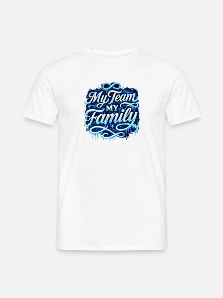 Mon équipe, ma famille Script néon - T-shirt homme - blanc