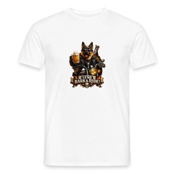 Let’s Bark & Ride – Fun Biker Dog - Männer T-Shirt - Weiß - Vorne - AI Model Male 178 dark (178cm)