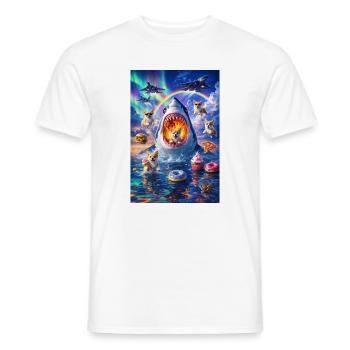 Puppy shark in color chaos - Men's T-Shirt - white - Front - AI Model Male 178 dark (178cm)