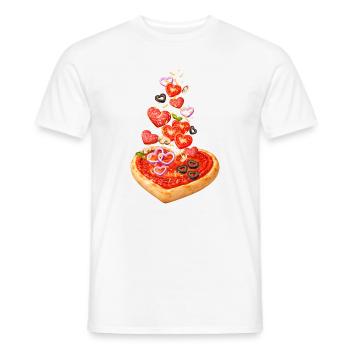 Pizza en forme de cœur avec illustration de salami - T-shirt homme - blanc - Devant - AI Model Male 178 dark (178cm)