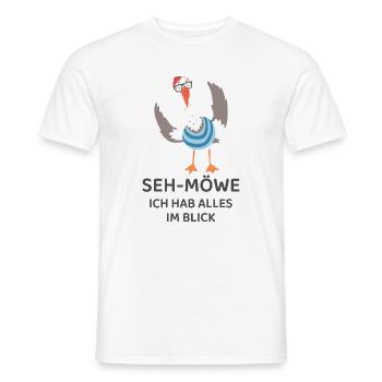 SEH-MÖWE Ich hab alles im Blick – Lustige Möwe - Männer T-Shirt - Weiß - Vorne - AI Model Male 178 dark (178cm)
