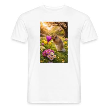 Chico11 : Le début du printemps avec la fleur 2026 - T-shirt homme - blanc - Devant - AI Model Male 178 dark (178cm)
