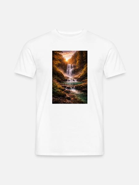 Waterfall in the evening sun - Men's T-Shirt - white