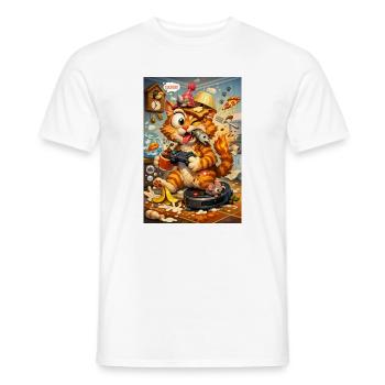 Moment de folie dans la cuisine du chat - T-shirt homme - blanc - Devant - AI Model Male 178 dark (178cm)