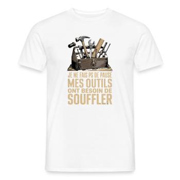 Je Ne Fais Ps De Pause Mes Outils Ont Besoin De - Männer T-Shirt - Weiß - Vorne - AI Model Male 178 dark (178cm)