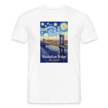 Le pont de Manhattan dans le style tourbillon d’étoiles - T-shirt homme - blanc - Devant - AI Model Male 178 dark (178cm)