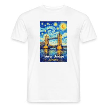 Tower Bridge London Star Swirl - Men's T-Shirt - white - Front - AI Model Male 178 dark (178cm)