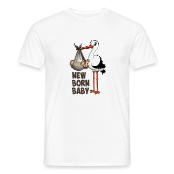 "Neugeborenes Baby" Der Storch mit dem Baby - Männer T-Shirt - Weiß - Vorne - AI Model Male 178 dark (178cm)