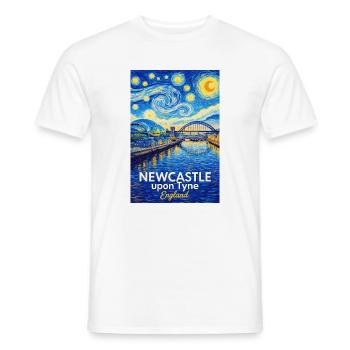 Newcastle Tyne Starry Sky Artwork - Men's T-Shirt - white - Front - AI Model Male 178 dark (178cm)