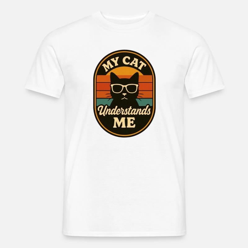 Logo rétro de mon chat qui me comprend - T-shirt homme - blanc