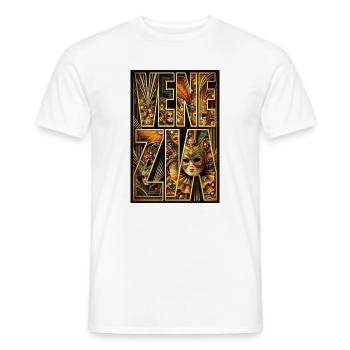 Golden Venetian Carnival Masks - Men's T-Shirt - white - Front - AI Model Male 178 dark (178cm)