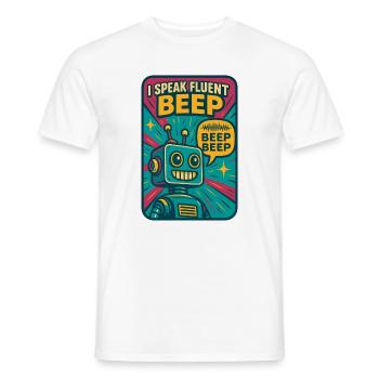 Flowing Beep | Robot Sci-Fi Nerd - Men's T-Shirt - white - Front - AI Model Male 178 dark (178cm)