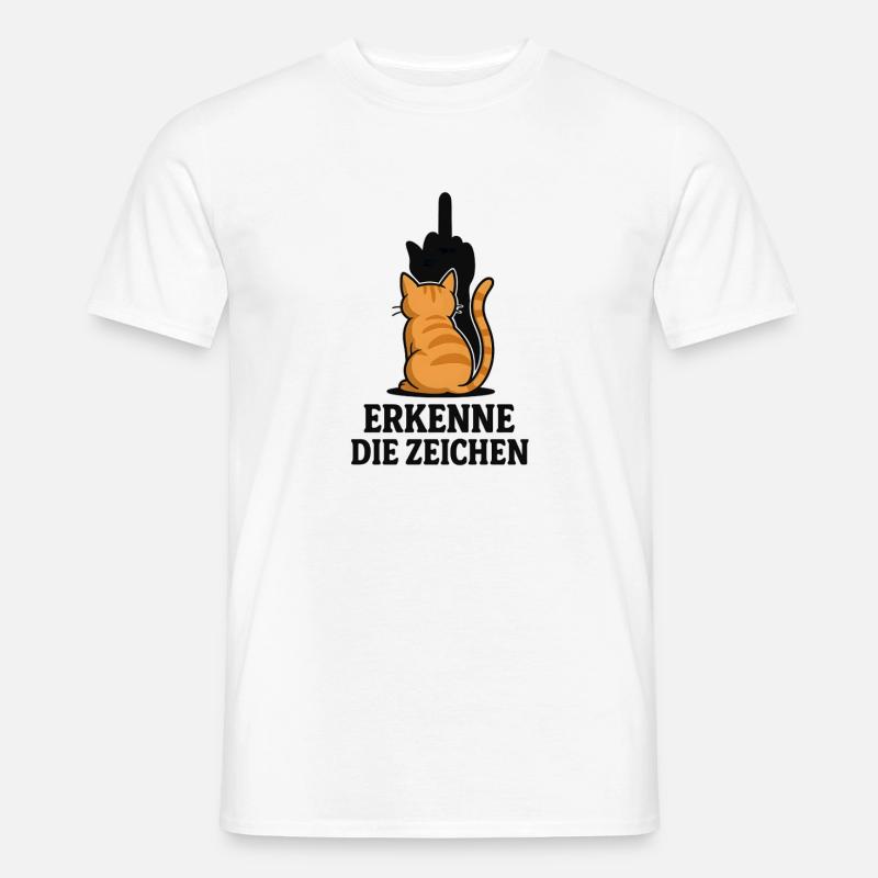 Katze mit Mittelfinger - Männer T-Shirt - Weiß