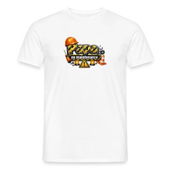 Papa en maintenance design chantier cartoon - T-shirt homme - blanc - Devant - AI Model Male 178 dark (178cm)