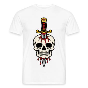 Schädel mit einem Tattoo-Dolch durchbohrt - Männer T-Shirt - Weiß - Vorne - AI Model Male 178 dark (178cm)