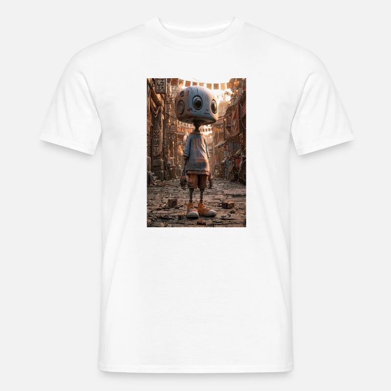 Rostiger Roboter im Neon-Basar - Männer T-Shirt - Weiß
